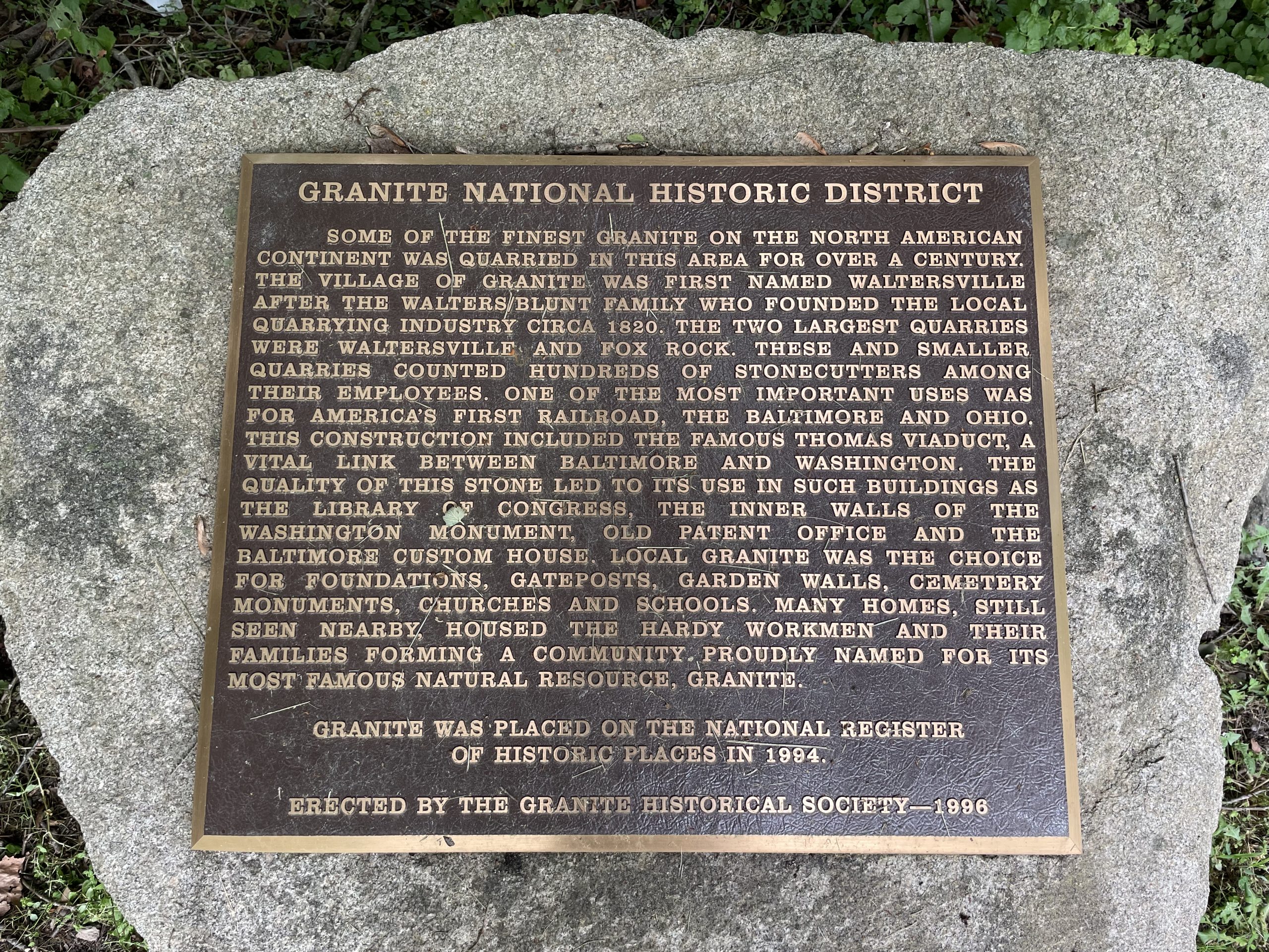 Granite_National_Historic_District_Plaque
